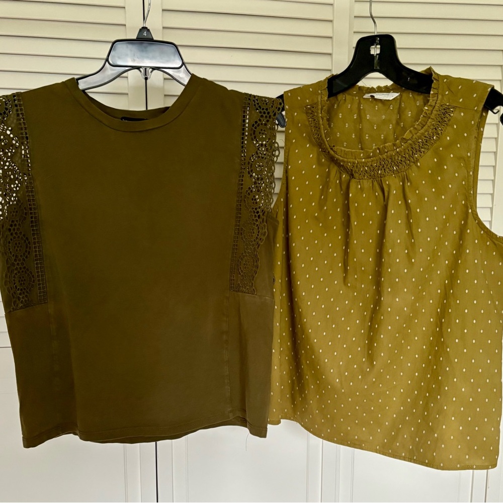 Olive and Mustard Sleeveless Tops Set